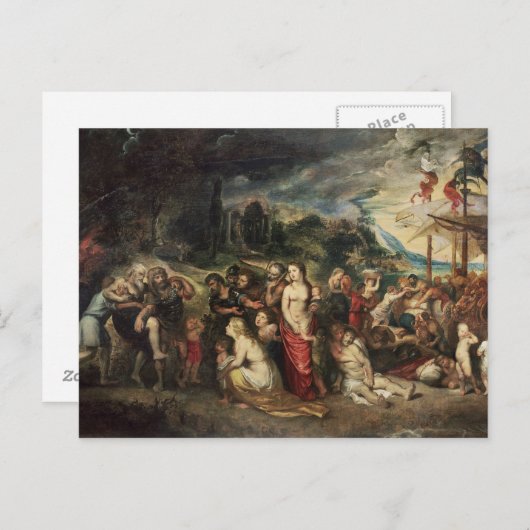 アイネースはトロイア軍を追放に導く準備をする ポストカード (正面/裏面)