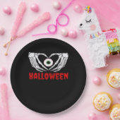 アイハロウィーン – スケルトンハンドハート ペーパープレート (パーティー)