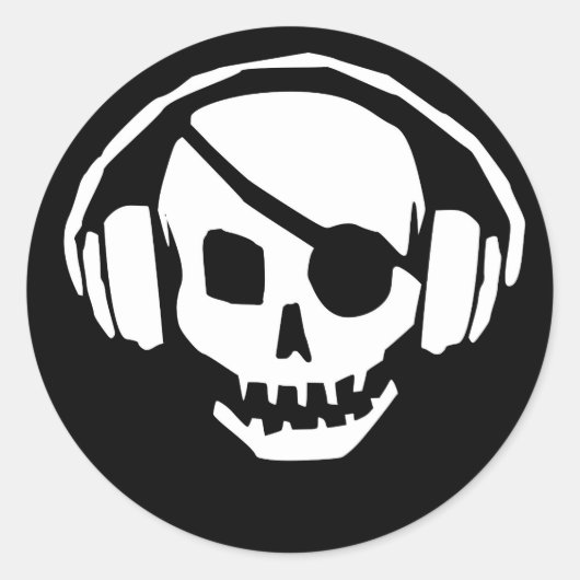 アイパッチ付きスカルおよびヘッドフォンシール ラウンドシール (正面)