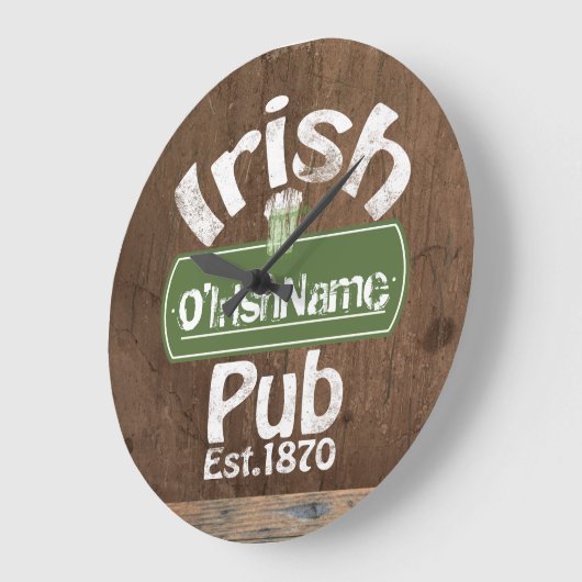 アイパーソナライズされたルランドパブオールドケッグ効果サイン ラージ壁時計 (傾斜)
