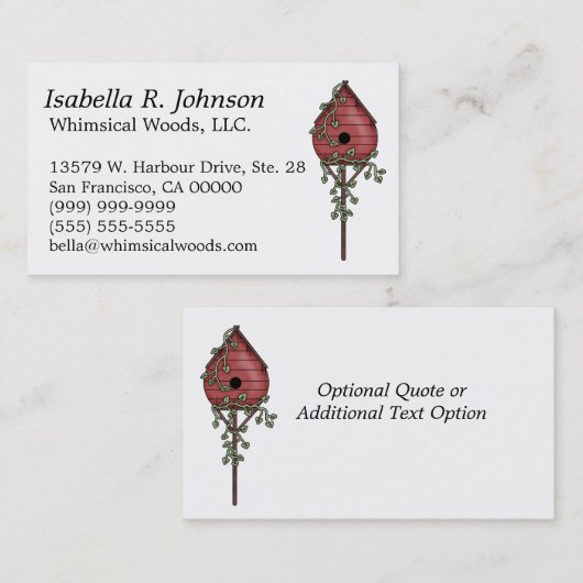 アイビーお洒落で風化した赤い鳥小屋 名刺 (正面/裏面)