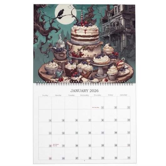 アイビーとこうもりゴシック美術の恐ろしいデザート カレンダー (1月 2026)