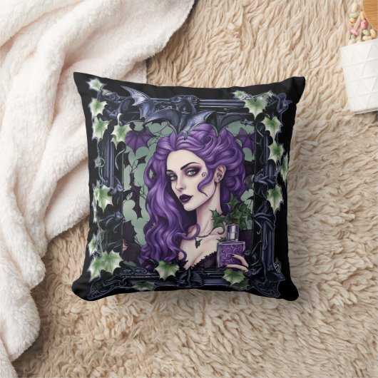 アイビーとこうもりファンタジーゴシック美術 クッション (ブランケット)