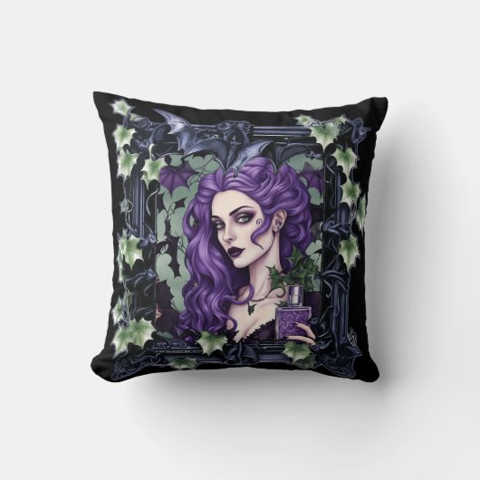 アイビーとこうもりファンタジーゴシック美術 クッション (正面)