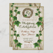 アイビーとウィローの結婚式招待状-リース1 招待状 (正面/裏面)