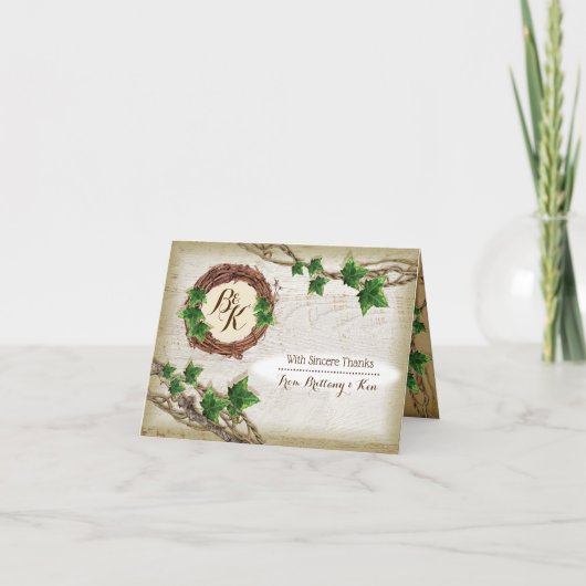 アイビーとウィロー結婚の感謝状 サンキューカード (正面)
