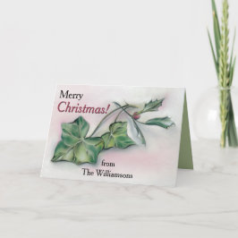 アイビーとホリーのパーソナライズされたクリスマス シーズンカード