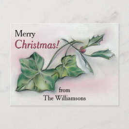 アイビーとホリーのパーソナライズされたクリスマス シーズンポストカード