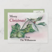 アイビーとホリーのパーソナライズされたクリスマス シーズンポストカード (正面/裏面)