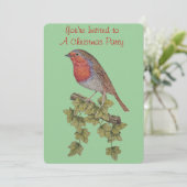 アイビーとロビン葉の野生動物のクリスマスの写真 招待状 (スタンド正面)