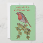 アイビーとロビン葉の野生動物のクリスマスの写真 招待状 (正面)