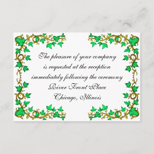 アイビーとローズの受付カード - 個別のお知らせ エンクロージャーカード (正面)