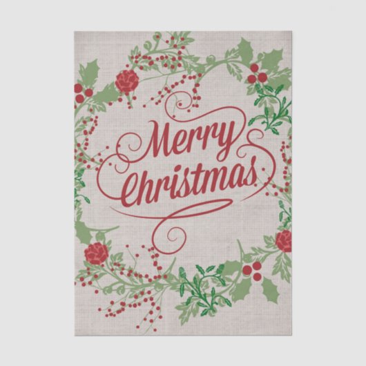 アイビーと赤い実のリース メリークリスマス 薄葉紙 (正面)