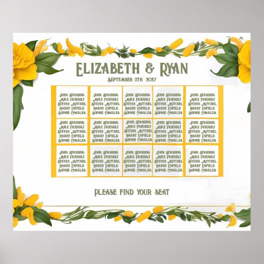 アイビーのテーエレガントブル結婚プランと招待状 ポスター (正面)