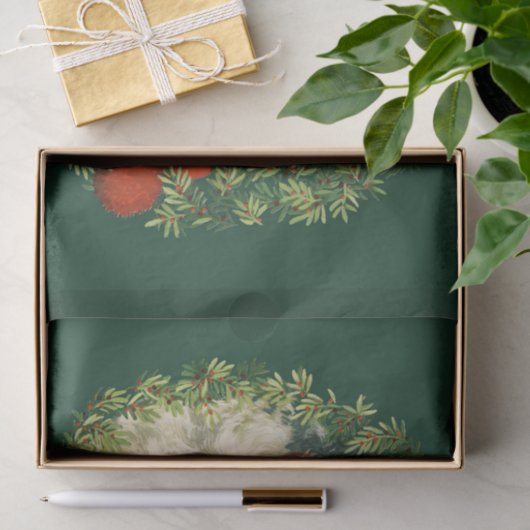 アイビーの枠の中の幸福なサンタクロースのクローズアップ 薄葉紙 (ギフト)