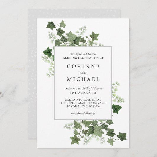 アイビーエレガント&ファーンウォーター結婚式招待状 招待状 (正面/裏面)