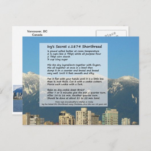 アイビーズショートブレッドレシピはがき ポストカード (正面/裏面)