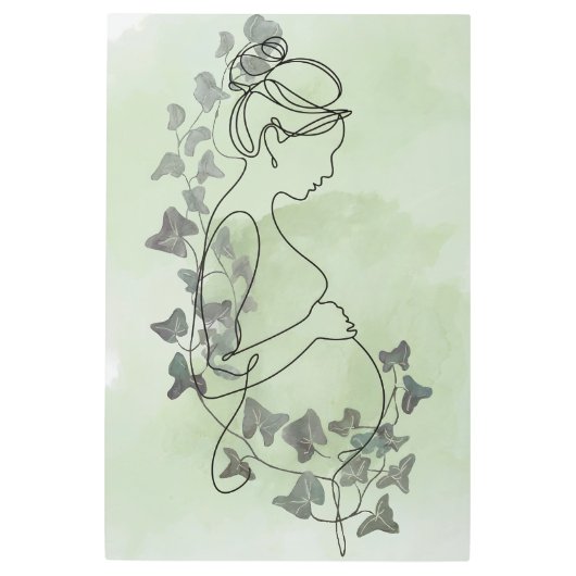 アイビーセージウォーターの静かな妊娠シルエット メタルプリント (正面)