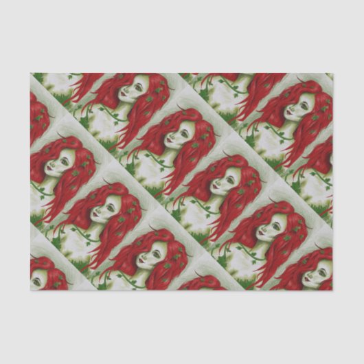 アイビーニンフレッドヘッドウーマンピクシーファンタジーアート 薄葉紙 (正面)