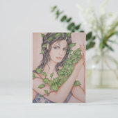 アイビーブライドガールポートレートペンシルアートイラストレーション ポストカード (スタンド正面)