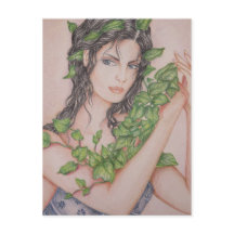 アイビーブライドガールポートレートペンシルアートイラストレーション