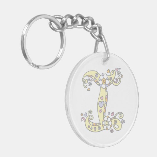 アイビーモノグラム文字I名前と意味キーリング キーホルダー (正面左)