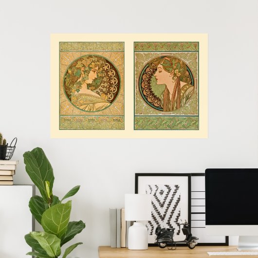 アイビーローレルファッションポートレートアルフォンスミュシャポスター ポスター (ホームオフィス)