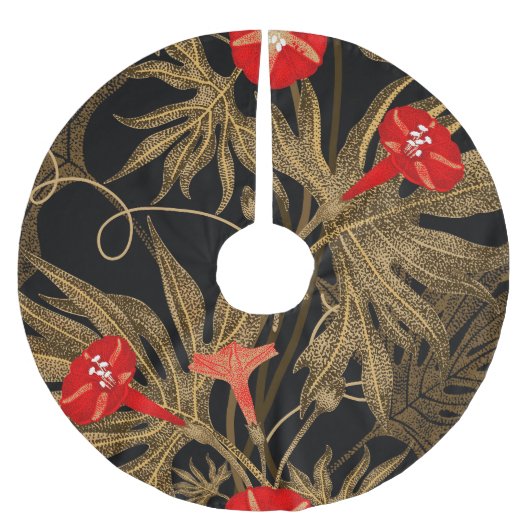 アイビー登山植物：黄金のヴィンテージ。 ブラッシュドポリエステルツリースカート (正面)