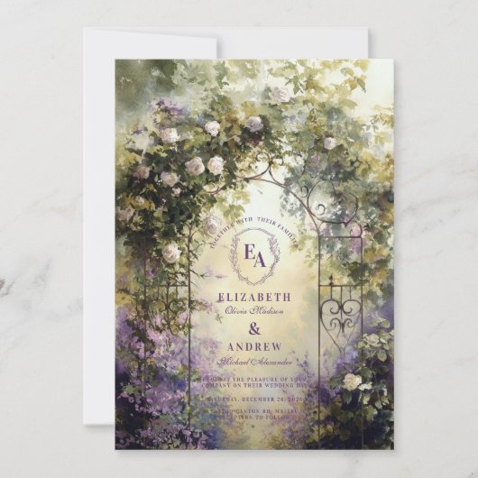 アイビー素朴アーチアウトドア庭園の結婚式 招待状 (正面)