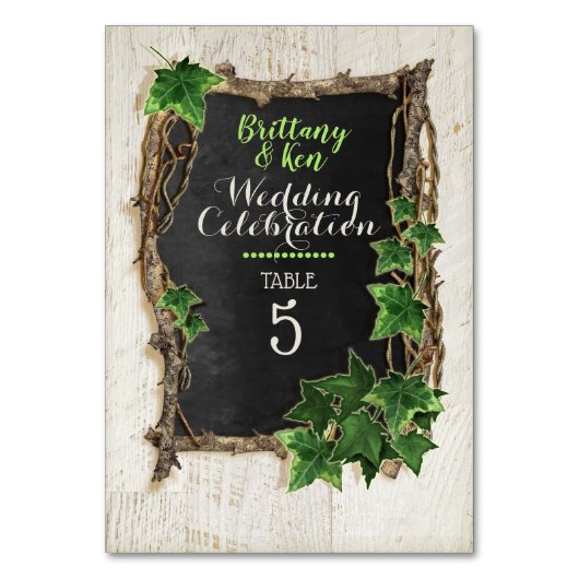 アイビー結婚とウィロー テーブルナンバー (正面)