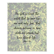 アイビー離れの緑のパターンJohn 3:16 Bible Art