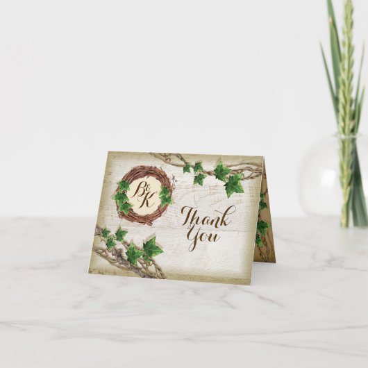 アイビー&ウィロー ウェディング サンクスノート サンキューカード (正面)
