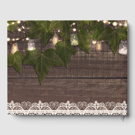 アイビー&ストリングライツメイスン素朴ジャー結婚ズ ゲストブック (裏面)