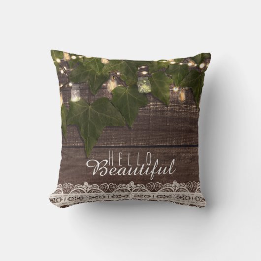 アイビー&ストリングライツメイソンジャールファームハ素朴ウス クッション (正面)