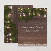 アイビー＆ストリングライト メイソンジャー ラスティック Save the Date 案内ポストカード (正面/裏面)