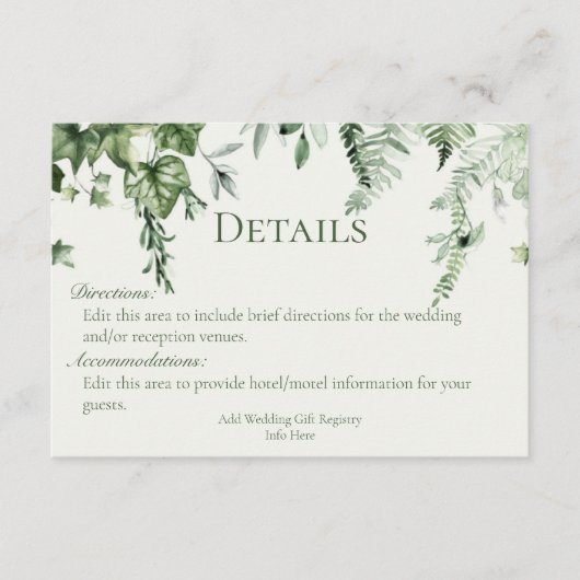 アイビー&セージ結婚ズ詳細 エンクロージャーカード (正面)