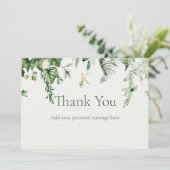アイビー&セージ結婚モノグラム サンキューカード (スタンド正面)