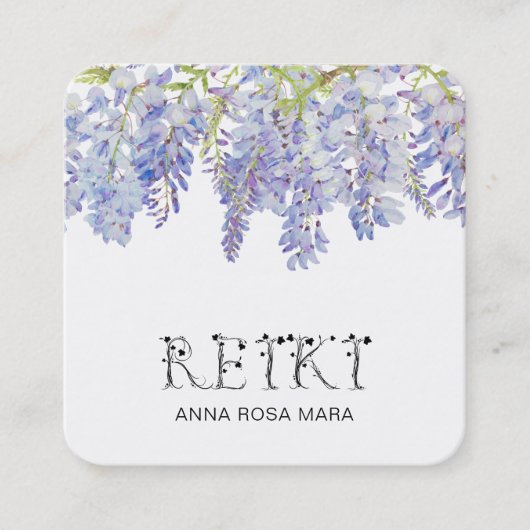 *~* アイビー フローラル 藤の花 水彩画 レイキ スクエア名刺 (正面)