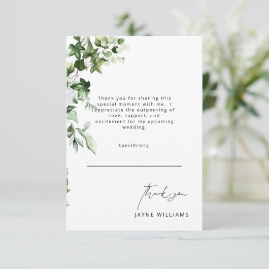 アイビー ホワイト ウェディングシャワー 感謝カード (スタンド正面)