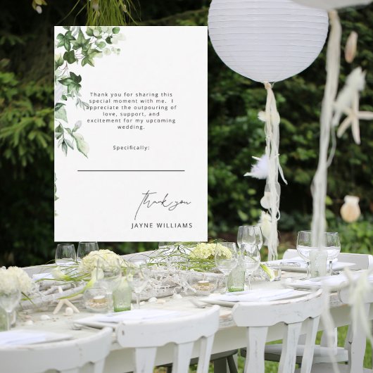 アイビー ホワイト ウェディングシャワー 感謝メッセージ サンキューカード
