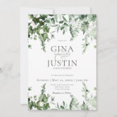 アイビー&素朴セージ緑の緑結婚の 招待状 (正面)