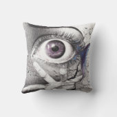 アイフィッシュとハンドダークシュールアートクールスケッチ クッション (裏面)