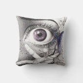 アイフィッシュとハンドダークシュールアートクールスケッチ クッション (正面)