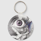 アイフィッシュアンドハンドドリームシュールスケッチアート キーホルダー (正面)