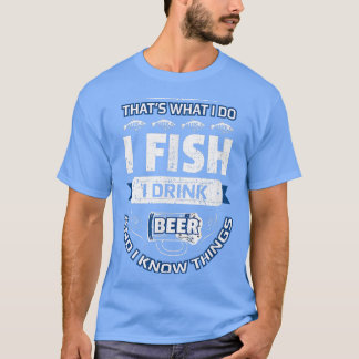 アイフィッシュドリンクビール&ノウハウおもしろい魚釣りヴィント Tシャツ