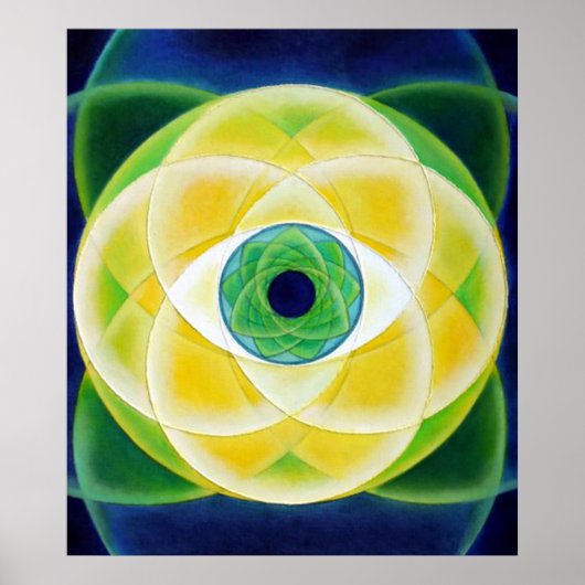 アイブルーグリーン花びら ポスター (正面)