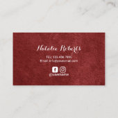 アイブロウサロンマイクロブレーディングタイポグラフィレッドビロード 名刺 (裏面)