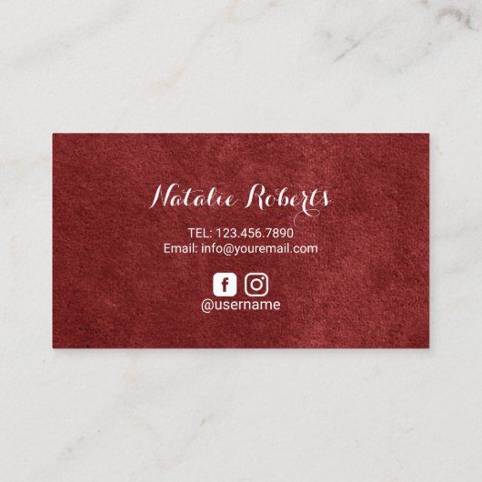 アイブロウサロンマイクロブレーディングタイポグラフィレッドビロード 名刺 (裏面)