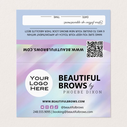 アイブロウマイクロブレイディングブロウアフターケア&アポイントメント 名刺 (外部フラット)