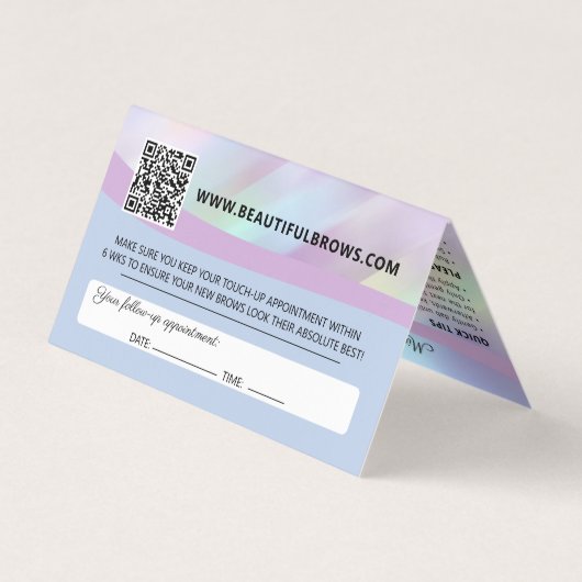 アイブロウマイクロブレイディングブロウアフターケア&アポイントメント 名刺 (裏面)